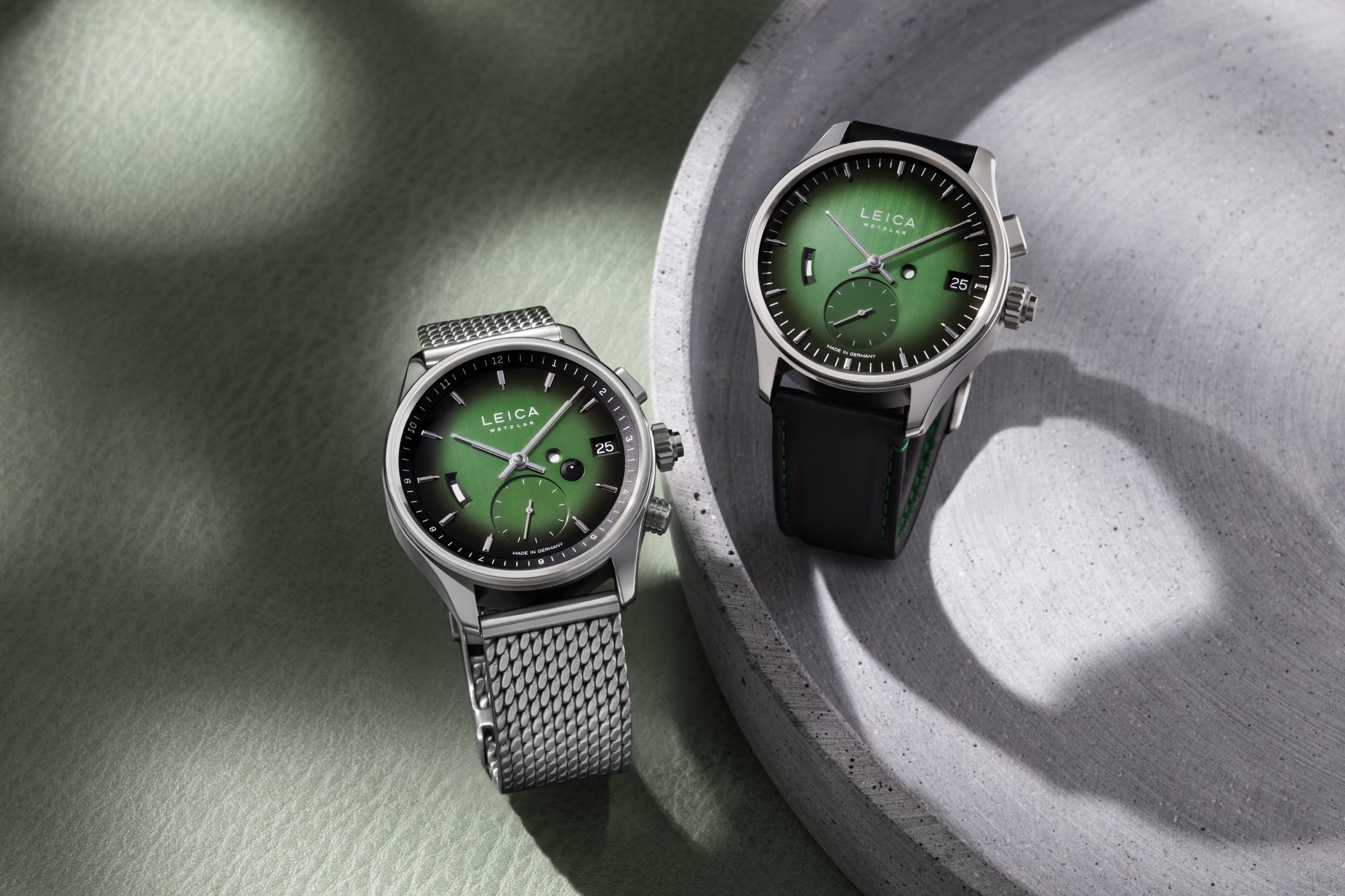 Leica updates ZM 1 and ZM 2 mechanical watches in “Urban Green”